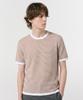 NOTIG Cotton Blend Striped Short Sleeve Knit Orange_Oks3Swts105O1