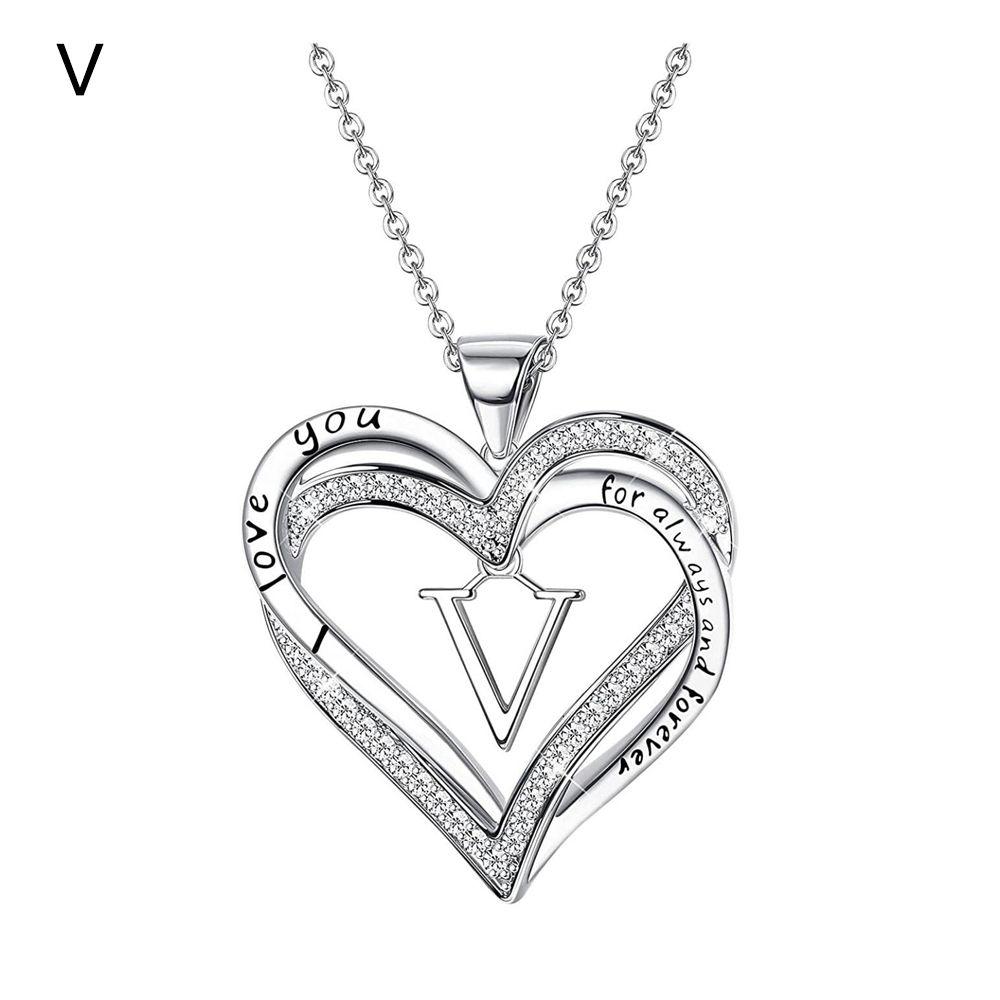 Dainty Initial Charm Necklace Heart Pendant Necklace Letters Necklace Heart Necklace for Women