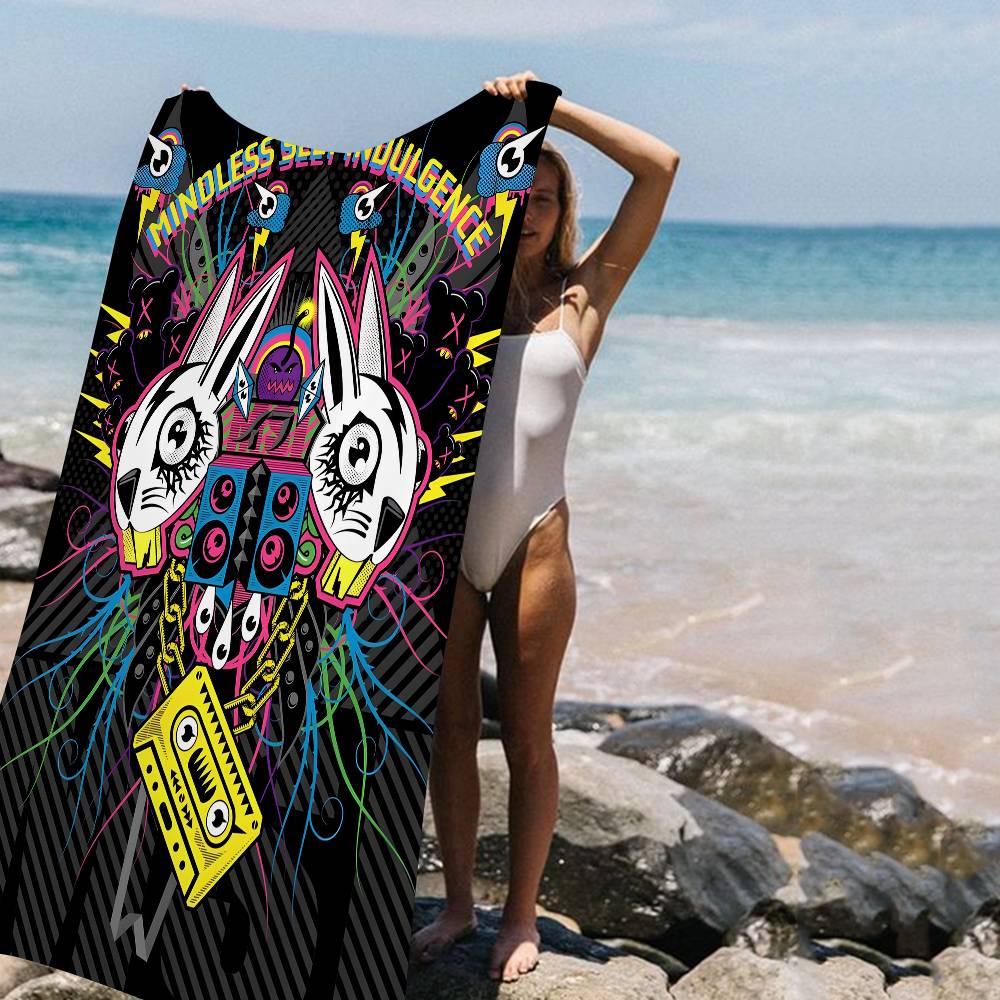 Retro Mindless Self Indulgence Band MSI Beach Towel Bath Towels Microfiber Quick Dry Custom Sand Free Beach Yoga Spa Gym Pool