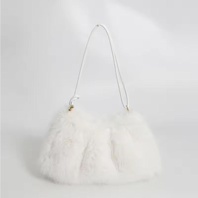 

Женская осенне-зимняя сумка из искусственного меха, модная, универсальная, с плюшевой сумкой, однотонная, большой вместимости, на молнии, на плечо