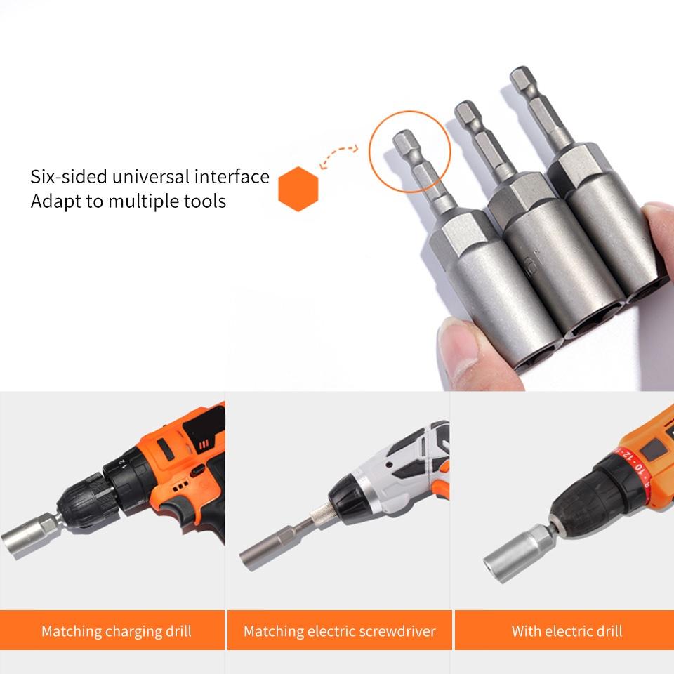 Buy 8Pcs 1/4" Hex Nut Driver Bit Set Metric 8/10/15cm Long Socket ...