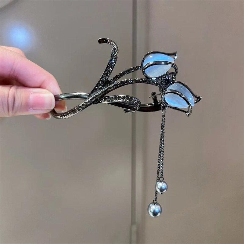 Haarspangen mit Sonnenblumen-Quaste, modische Haarklammer, elegante funkelnde Quaste, Schmetterlings-Haarspange, Clip-Zubehör