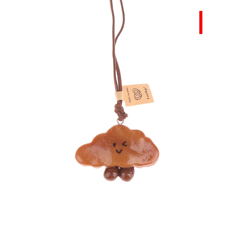 Lovely Bagel Alkaline Bread Pendant Cute Sweater Chain Pretzel Necklace Bag Hanging Car Interior Croissant Bag Accessory