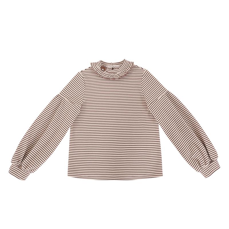 

Kawaii Bear с вышитым воротником, топы для женщин, японский винтажный мягкий свитер в полоску с рукавами-фонариками для девочек, милый пуловер L