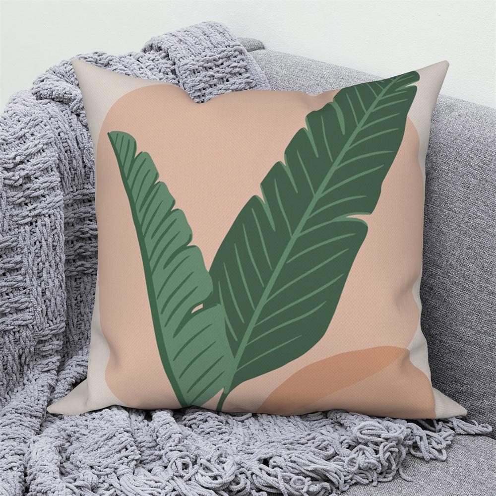 Throw Pillow Sofa Home Decor Decorative Cover Green Tropical Leaf Pink Cushion