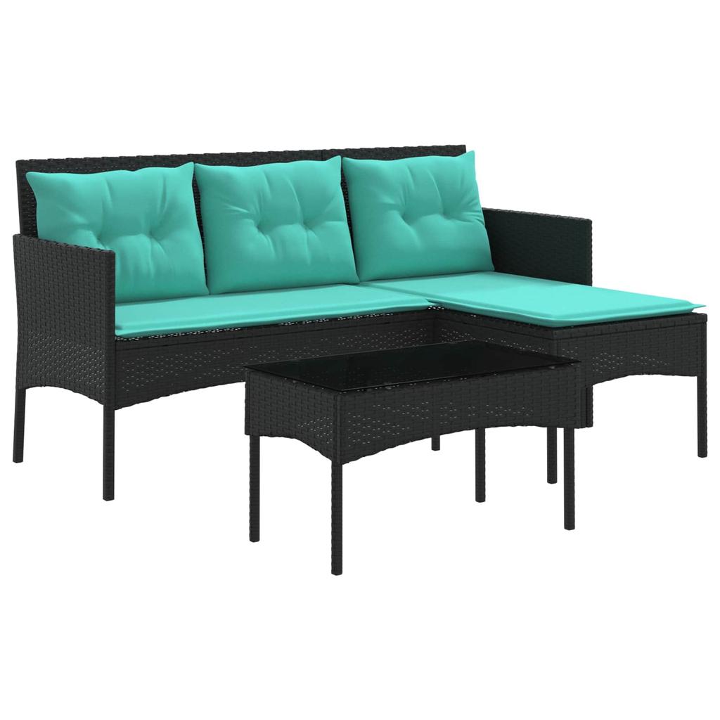 Garden Sofa Set with Cushions 2 pcs Poly Rattan