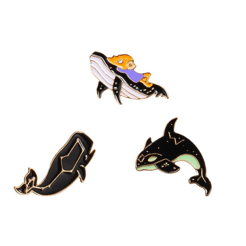 

3-4pcs/Set Brooch Set Punk Dark Devil Skull Magic Enamel Pin Cartoon Animal Cat Dog Paw Whale Cute Label Pins Badge Jewelry Gift