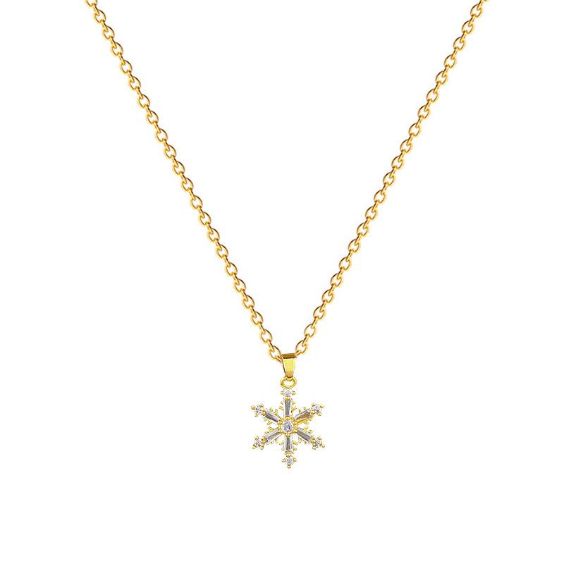 Snowflake Flying Full Diamond Light Luxury Temperament Gorgeous Full Diamond Necklace Female Versatile Collarbone Chain Titanium Steel