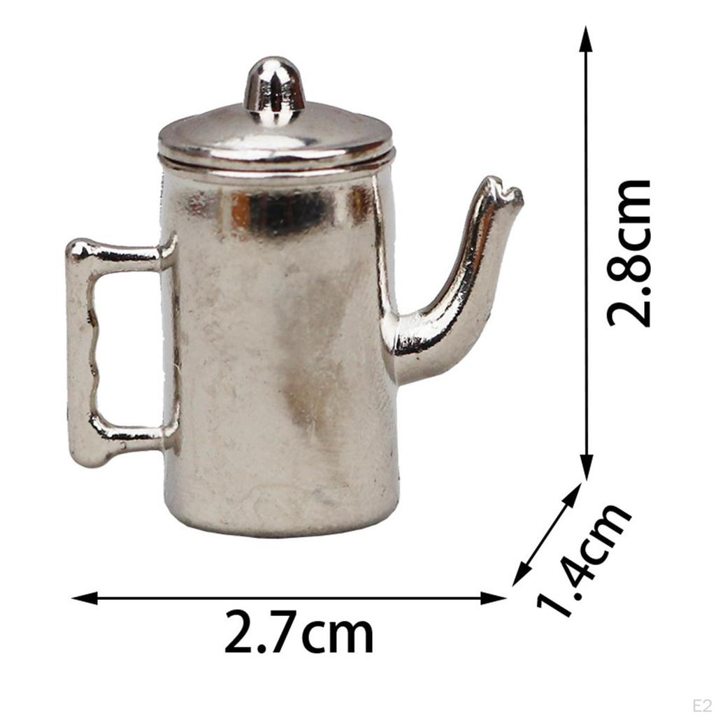 1/12 Dollhouse Mini Coffee Pot Kitchen Appliance Simulation Teapot Miniature Tea Kettle Model for