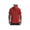 Under Armour Johnson Series Terry American Vintage Printed Hooded Short Sleeve T-Shirt Men Tops Dark-Red 1370465-635