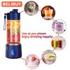 BELIBUY 450ML Electric Juicer Cup 2 Cups For Travel Portable Juicer Mixer Usb Charge Fresh Fruit Juice Personal Blender Smoothie
