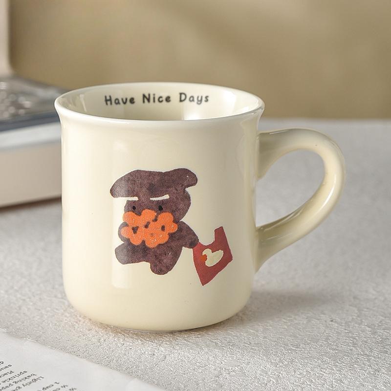 Milk Fufu Puppy Uncovered Cup Retro Coffee Cup Boys Mug Small Capacity Elementary School Students Ceramic