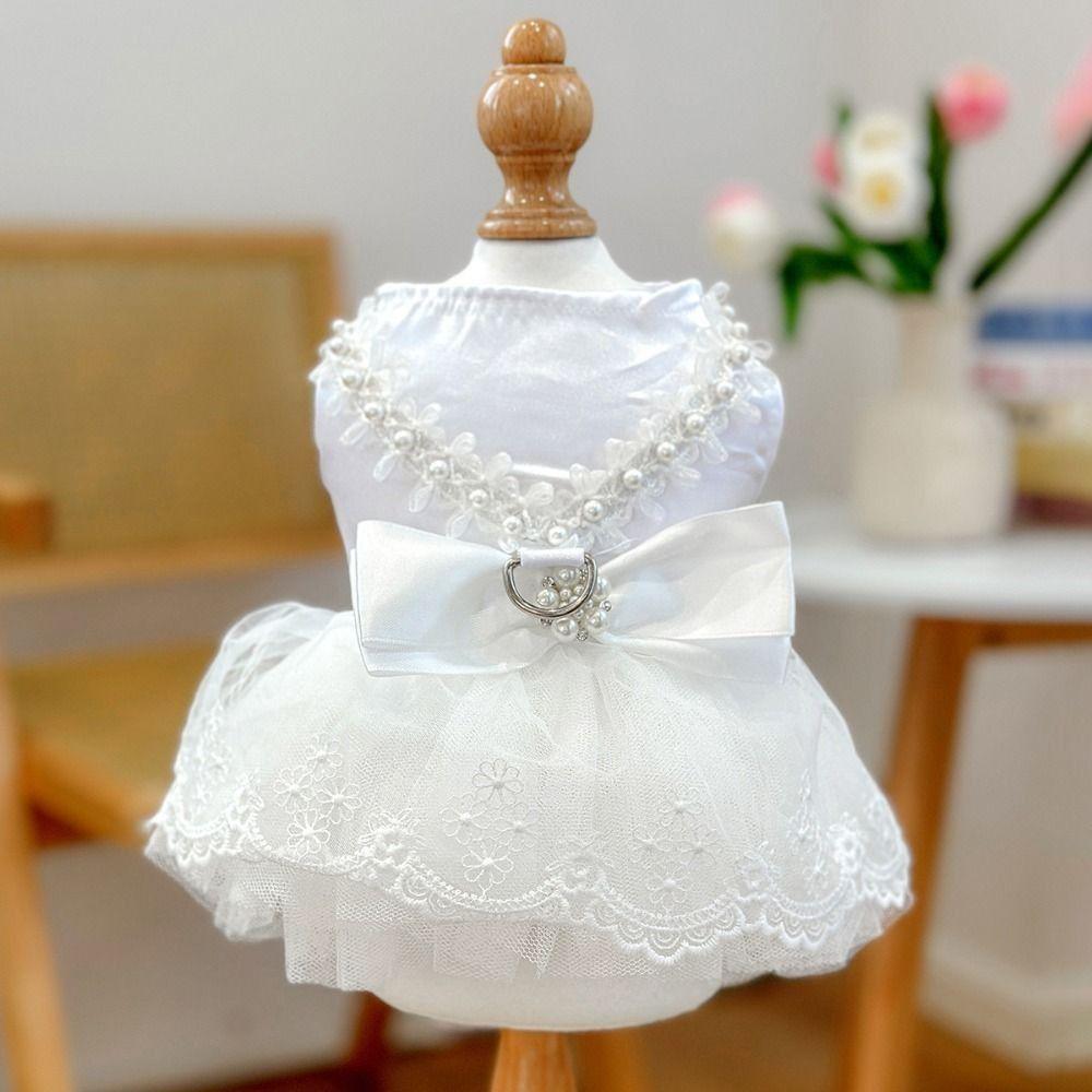 Princess Style Cat Princess Dresses Pretty Puppy Wedding Skirt Dog Lace Skirt  Pet Costumes