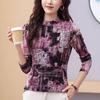 Half Turtleneck Mesh Bottoming Women's Autumn New Style Slim Stretch Printed T-shirt Long-sleeved Sexy Lace Top