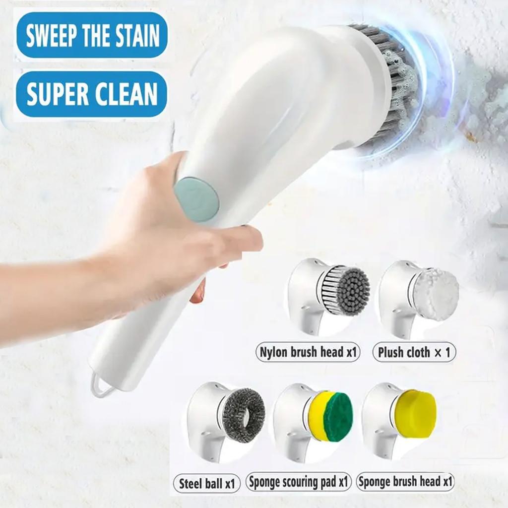 Мощная вращающаяся щетка-скруббер Белая кухонная техника Электрический скруббер Щетка для уборки дома Вращающаяся щетка для раковины в ванной