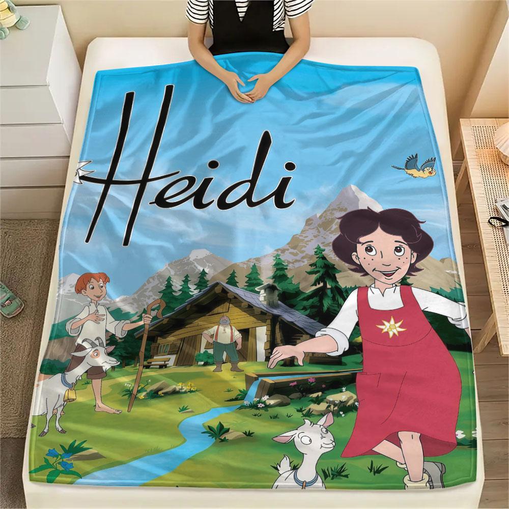 Heidi Printed Flannel Blanket, soft throw for bedroom sofa, washable, fan merchandise, great gift.
