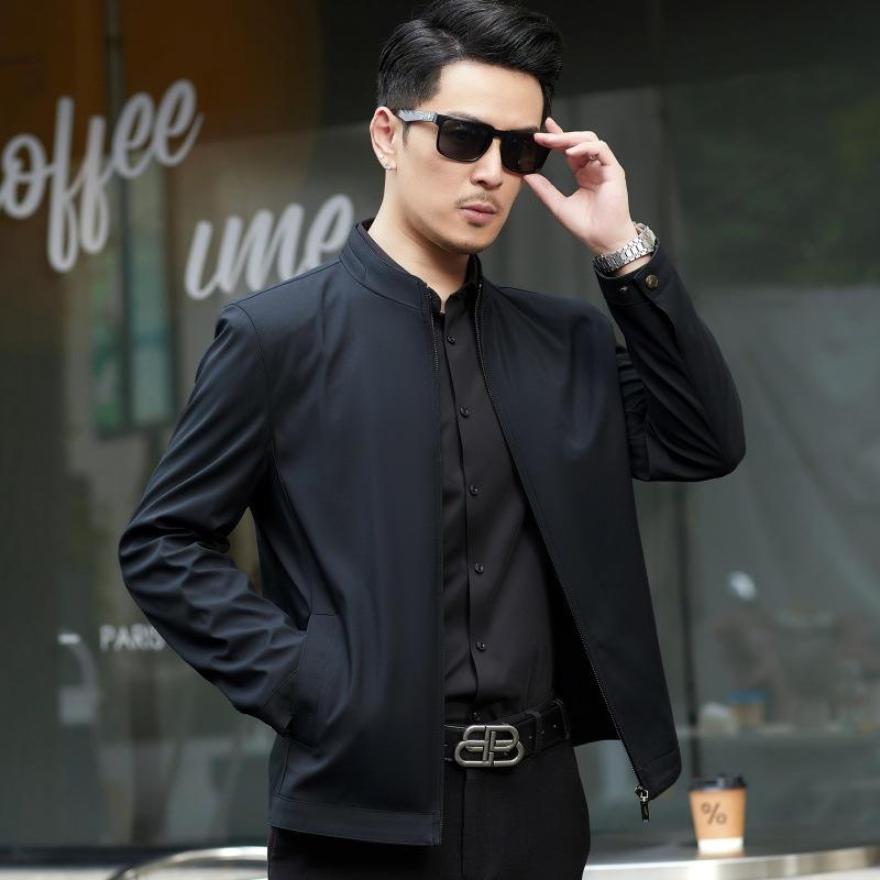 Middle-aged and Elderly Dad Jacket Men's Spring and Autumn New Business Casual Men's Top Lapel Thin Civil Servant Jacket