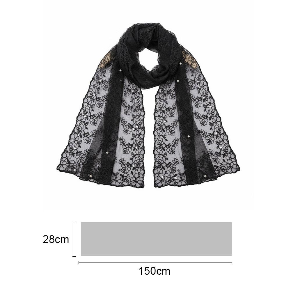 Embroidered Flower Lace Scarf Lightweight Female Headscarf Retro Silk Scarf Summer