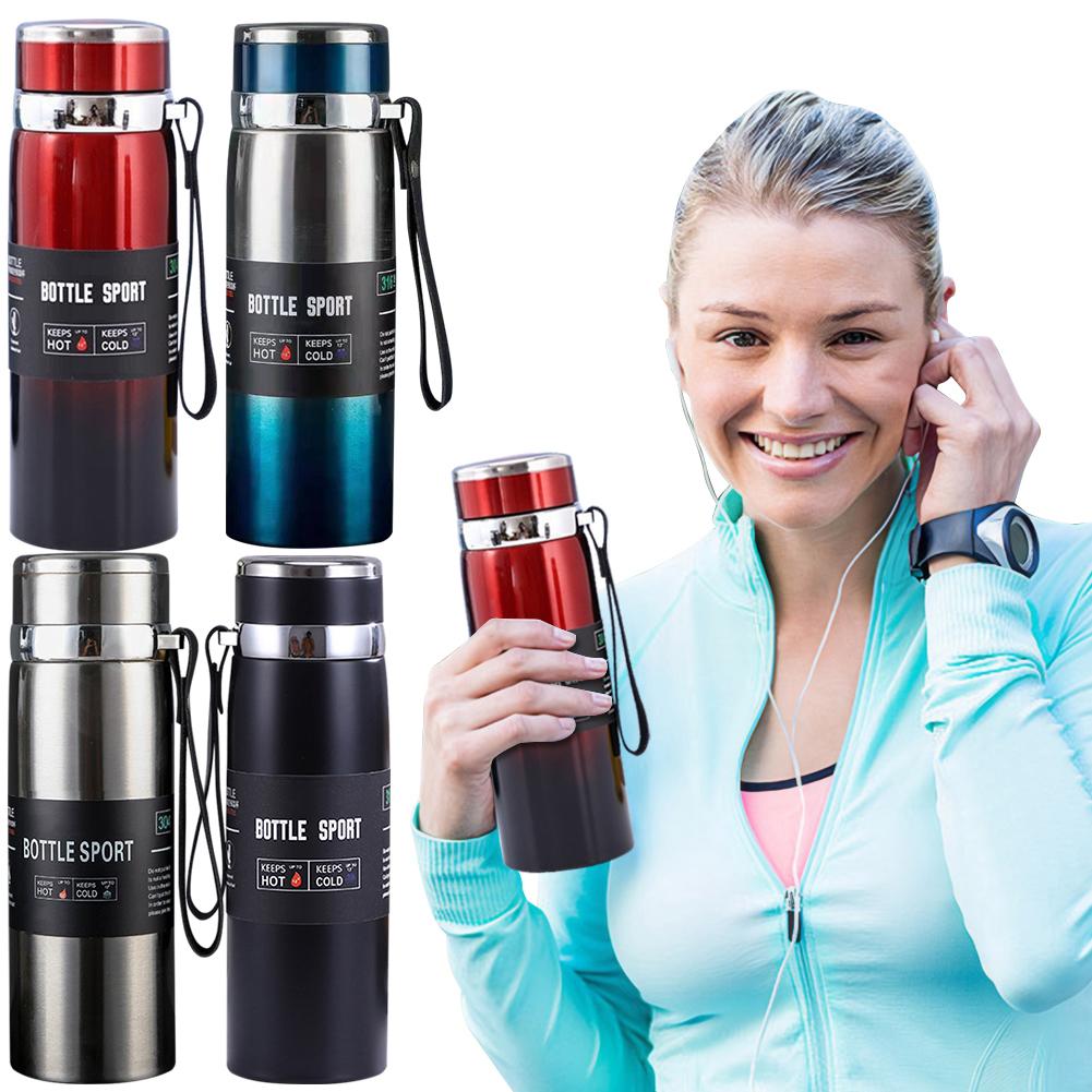 1000ml Insulated Thermal Bottle with Handle Vacuum Double Insulation Cup Large Capacity Outdoor Vacuum Flask for Hot Cold Drinks