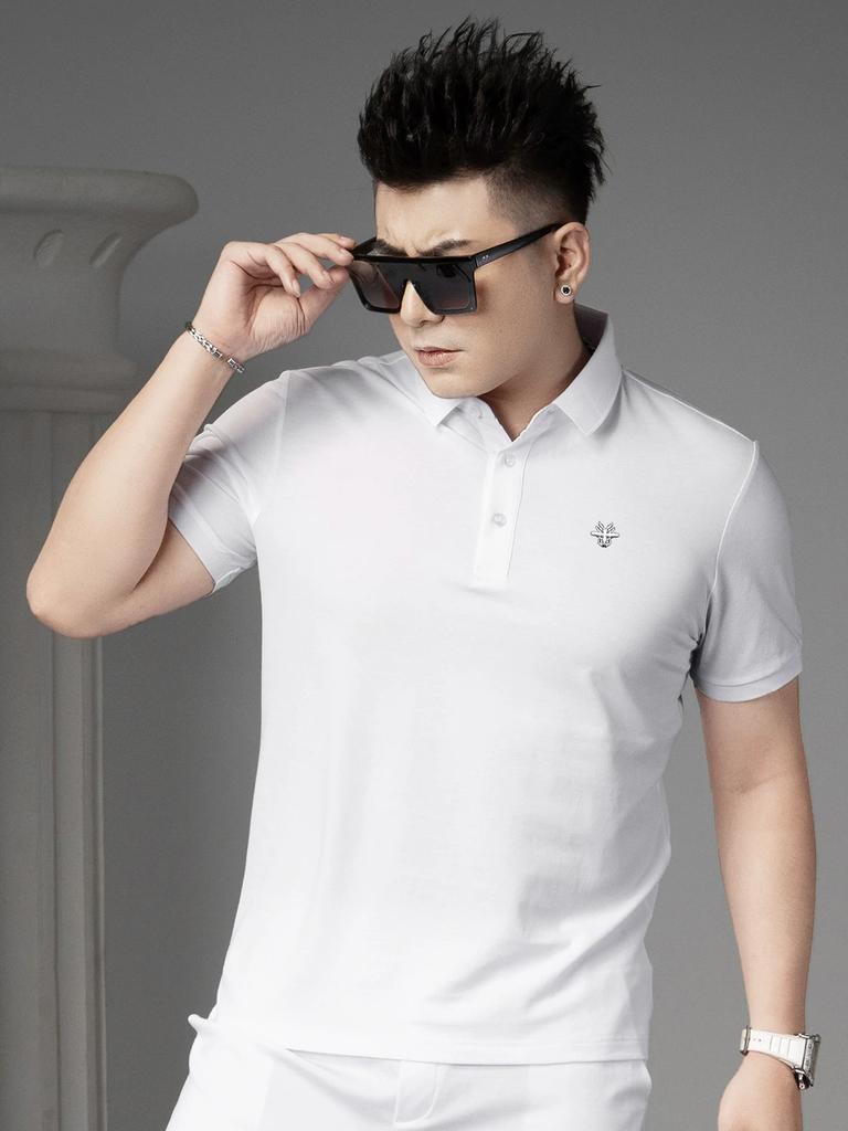 Ozhouzhan 2025 New Trendy Bee Badge Lapel Short sleeve T-shirt Men Summer Half Sleeve Polo Shirt Men
