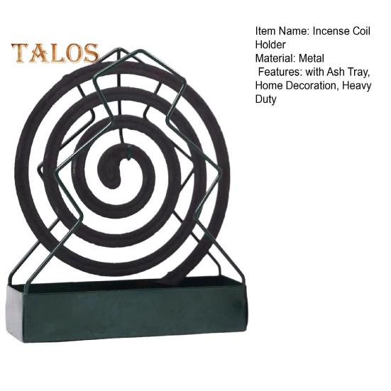 Metal Incense Coil Holder with Ash Catcher Tray Cat Ear Pine Tree Repellent Spiral Incense Hanger Stand Portable Incense Burner Decoration