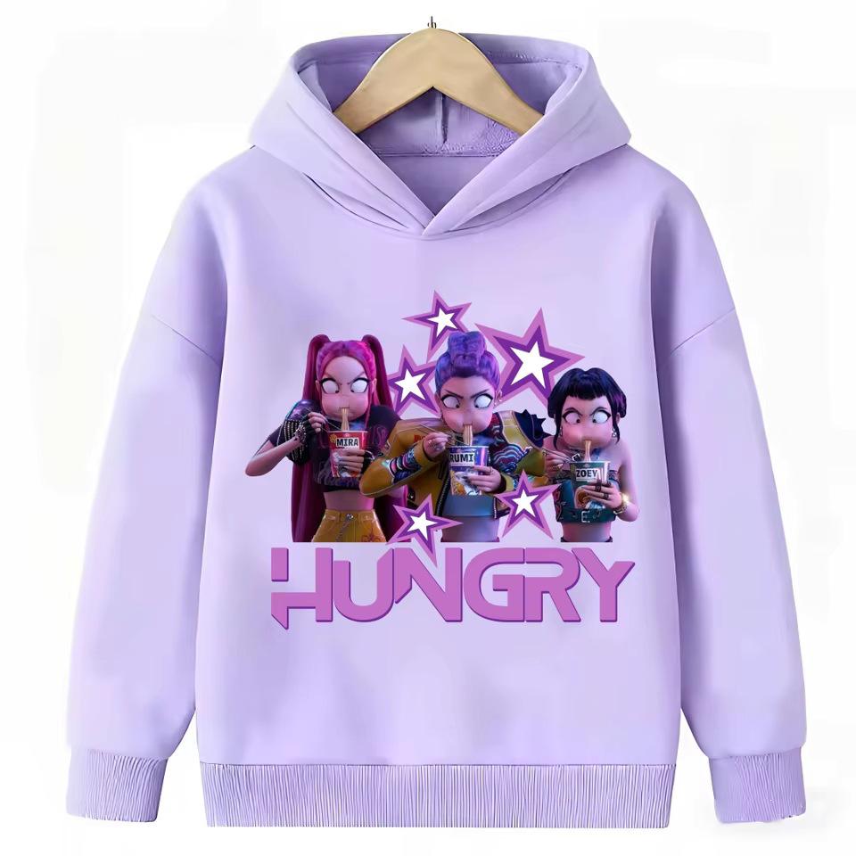 2026 Kinder Kpop Dämonenjäger Lila Hoodie - Warm, Lässig und Locker geschnitten für Jungen & Mädchen