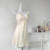 Satin Ice Silk Lace Nightdress with Chest Pad - Women's Thin Sling High-End Pajamas