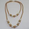 Double Layer Pearl and Round Ball Necklace - European and American Fashion Style