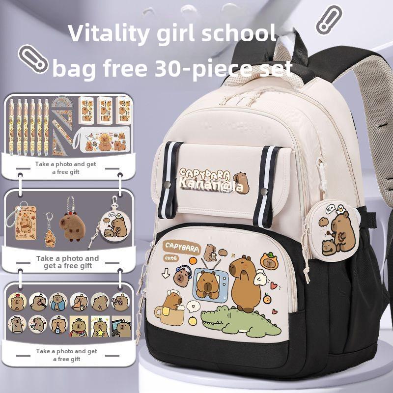 2024 Capybara Girls' Backpack: Stylish, Spacious & Perfect for Grades 1-6