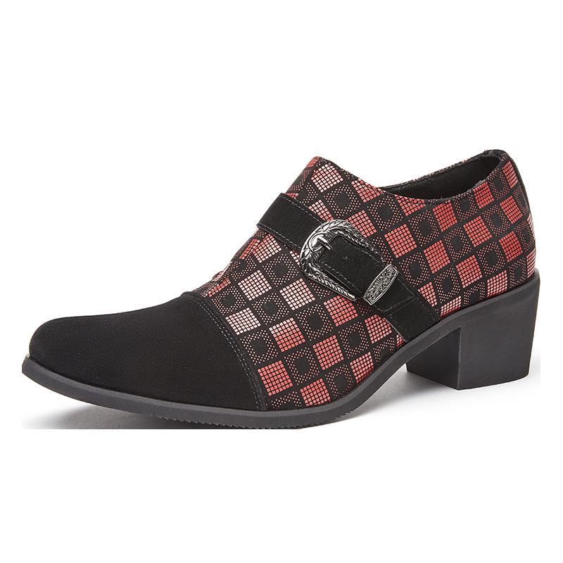 Men s Summer Plaid Leather High-Heeled Shoes - Casual, Business, Formal, Large Size, Stylish European Design 44