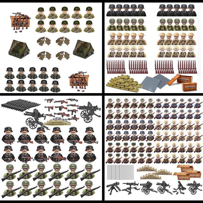 WII Military Figure Building Blocks: Weapons & Soldiers Toy Set for Boys