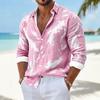 Men Loose Abstract Print Turn Down Collar Long Sleeve Casual Shirt