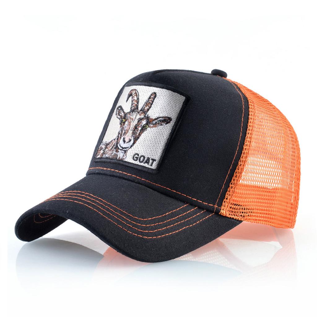 Modische Trucker Caps mit Stickerei Ziegen-Patch Vier Jahreszeiten Snapback Baseballkappe für Männer Frauen Verstellbarer Schirmhut