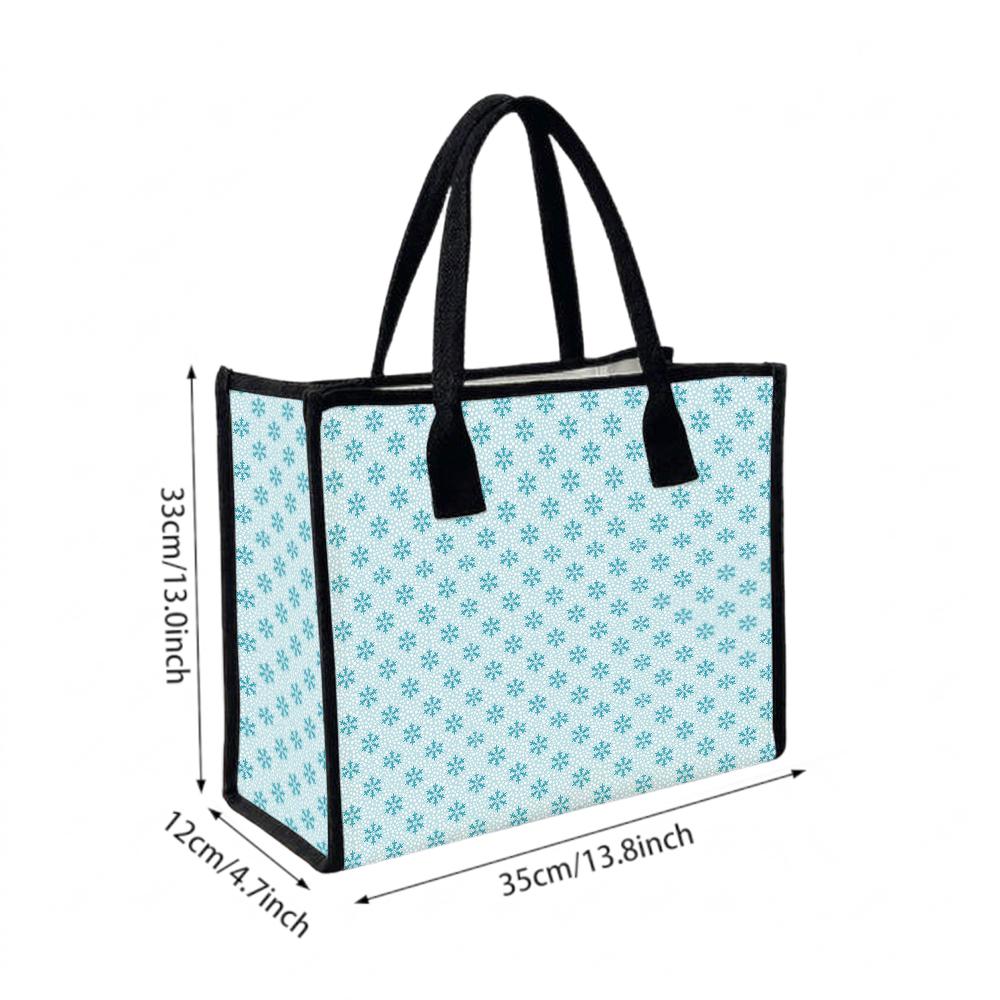 Light Blue Snowflake Pattern Tote Bag Fashion Daily Casual Portable Carryall Shoulder Bag for Women Outdoor Shopping Commute
