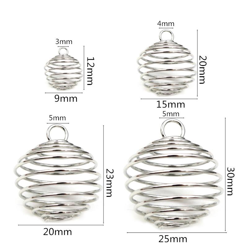 10-30ks/šarže 9-25mm Kovové spirálové klece na korálky Přívěsky Duté krytky na korálky Pro DIY přívěsky Výroba šperků Potřeby Příslušenství