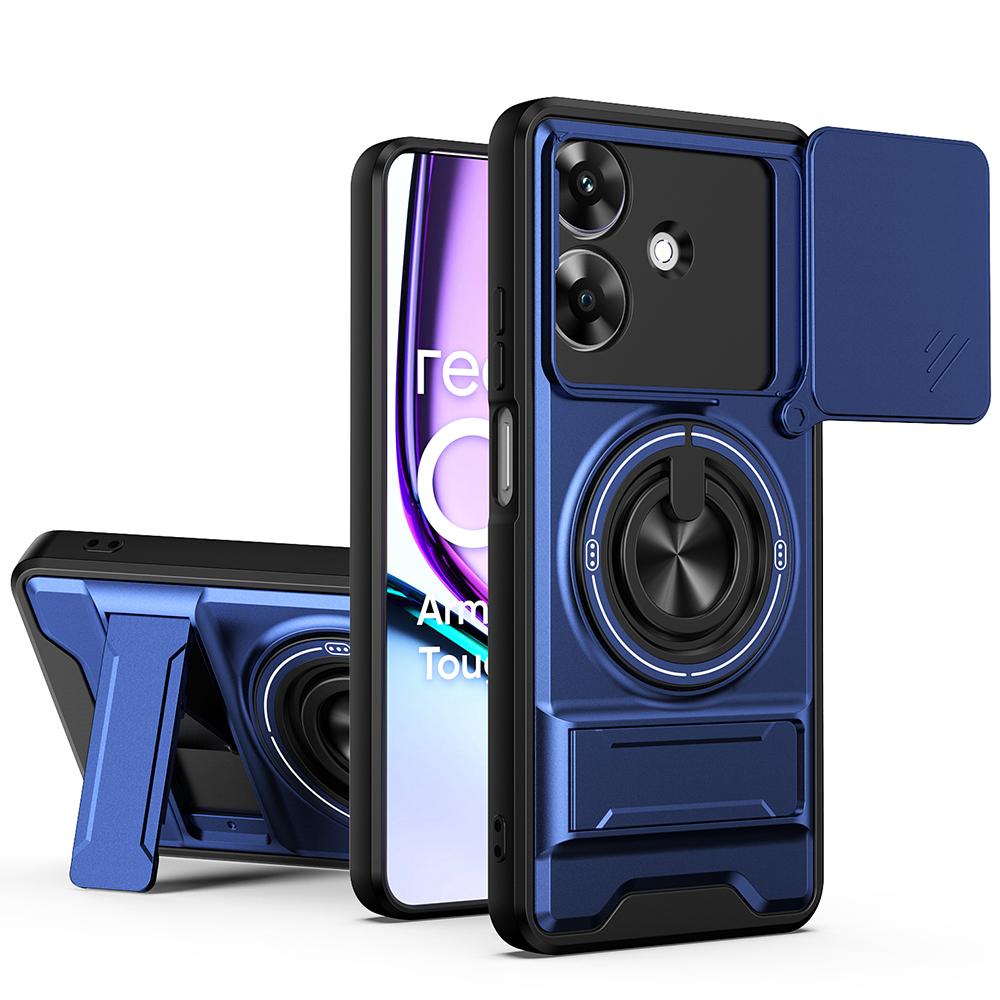 KEYSION Magnetic Phone Case for Realme Note 60 60X Slide Camera Protection Upright Kickstand 360° Ring Shockproof Back Cover
