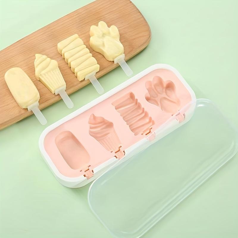 1pc BPA-Free Silicone Ice Pop Mold DIY Homemade Ice Cream  Popsicle Maker Kids Baby Fun Cartoon Shapes Popsicles Molds