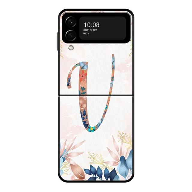 

Чехол для телефона с цветочным узором в виде листьев и букв для Samsung Galaxy Z Flip 4 Z Flip3 5g, твердый чехол-книжка для Galaxy Z Samsung Z Flip4