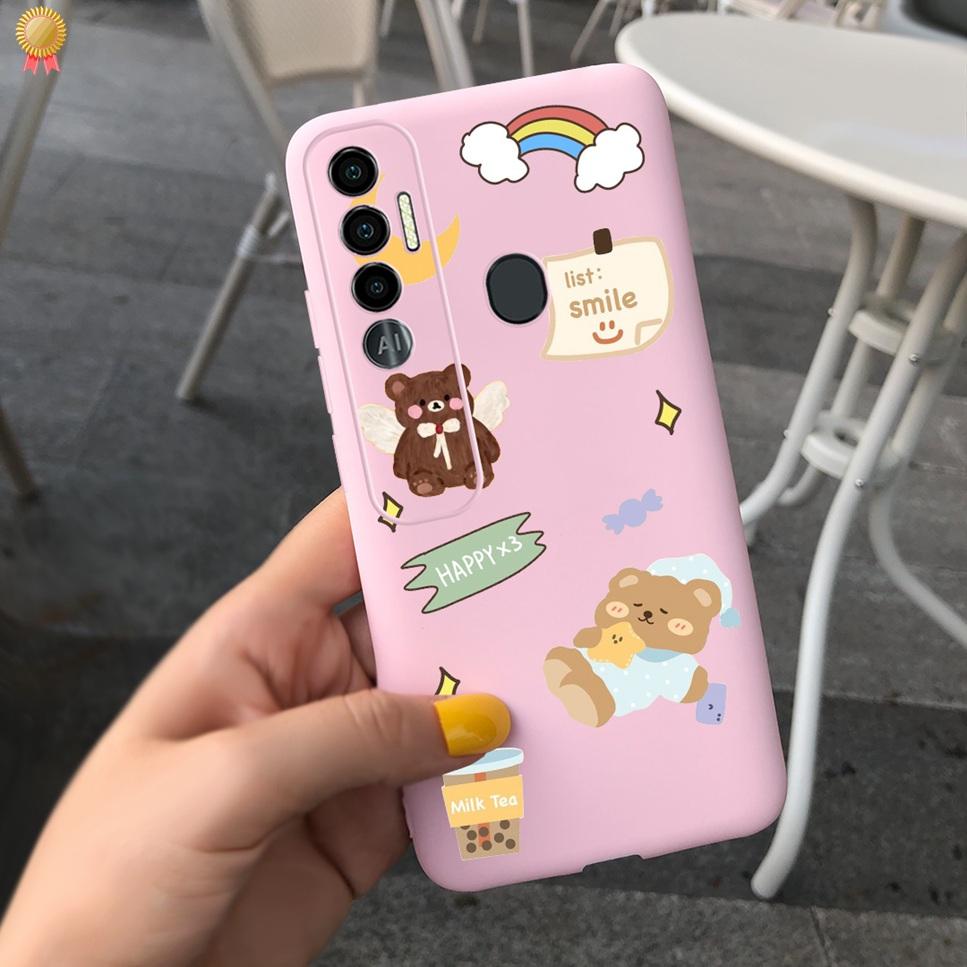 For Tecno Spark 7 P Pro 7P 7Pro Case Cute Girls Bear Back Cover Silicone For Tecno Spark7 P Pro Spark 7 P Pro 7P 7Pro Phone Case