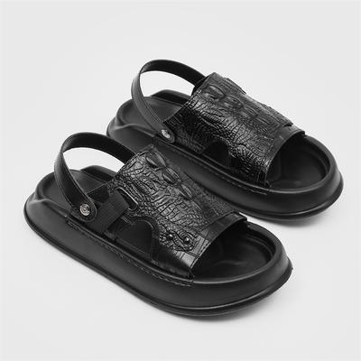 Pantofole Casual in Pelle da Uomo alla Moda Slip-on Piatte S Sandali da Spiaggia alla Moda Open-toe da Esterno Mezzo Infradito Passeggiata Libera Ciabatte da Uomo