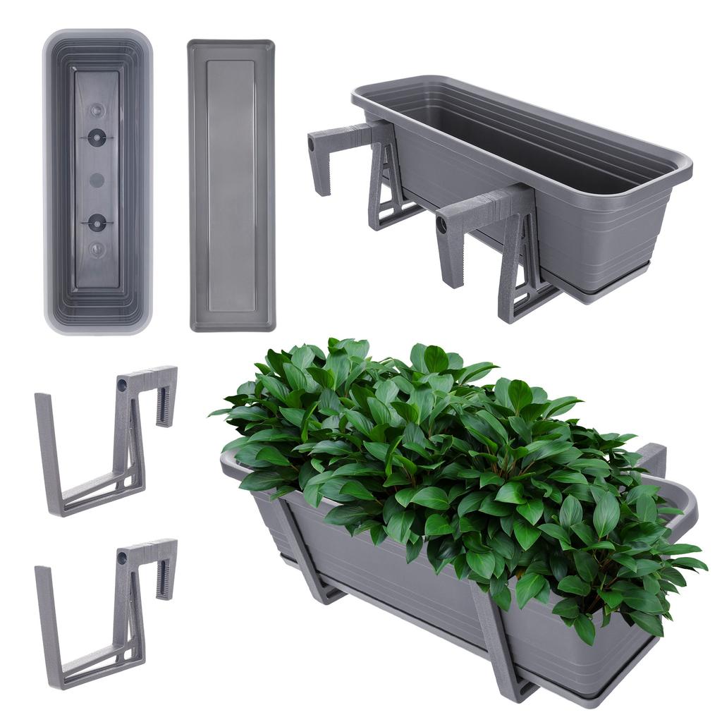 KADAX Balcony Box Flower Pot Planter Handles Saucer Balcony Railing