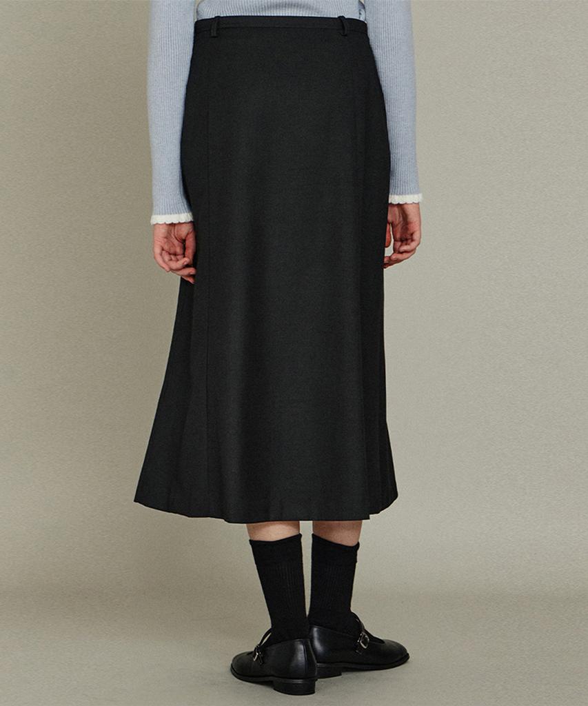 ITOV SEOUL Mid-Rise Wool Flare Belted Skirt Ch