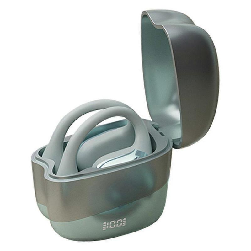 P-Q10 AI Smart Translation Earbuds BT Headset Digital Display Hanging Ear Wireless Earphones - Cyan