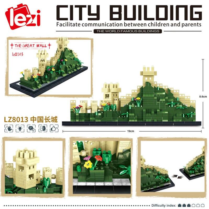 Lz8013 Mini Version of The Great Wall Micro Diamond Small Particles Assembled Creative Building Blocks Toy Model Christmas Gift