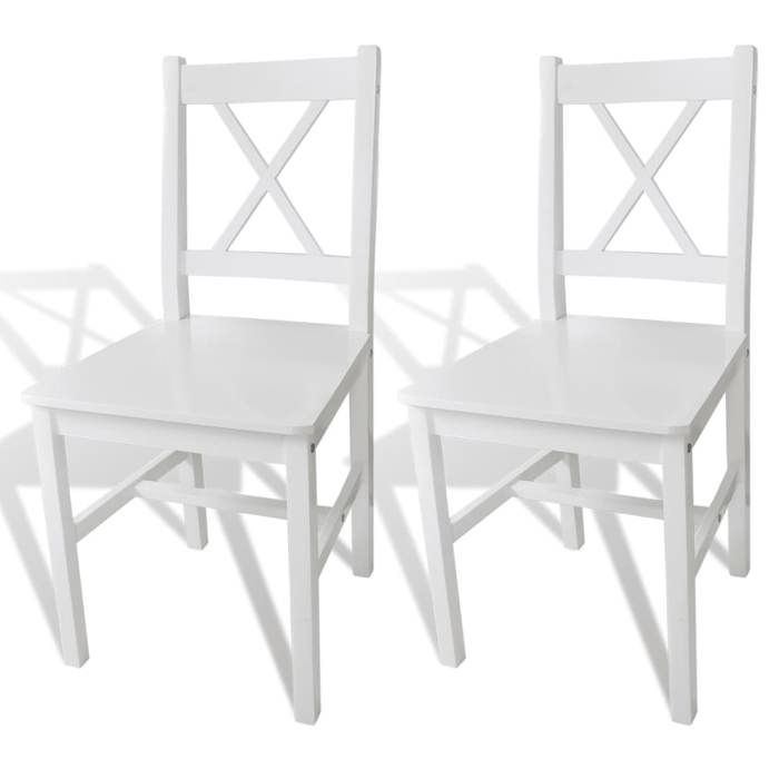 2 Pcs Dining Chair In White Wood 241510