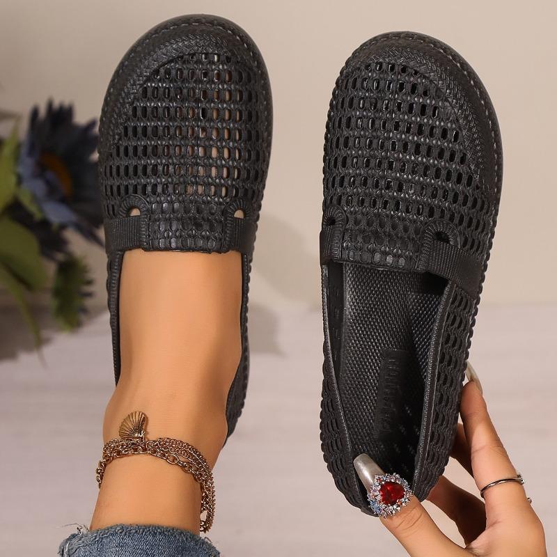 Fashion Women's Fashion Flat Shoes Women's Fashion Round Head Hollow Soft Sole Anti-slip Wear-resistant Single Shoes