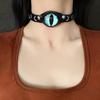 Cool Devil Eyes Leather Choker Harajuku Grunge Punk Aesthetic Rock Necklace Women Clavicle Chain Jewelry Accessories
