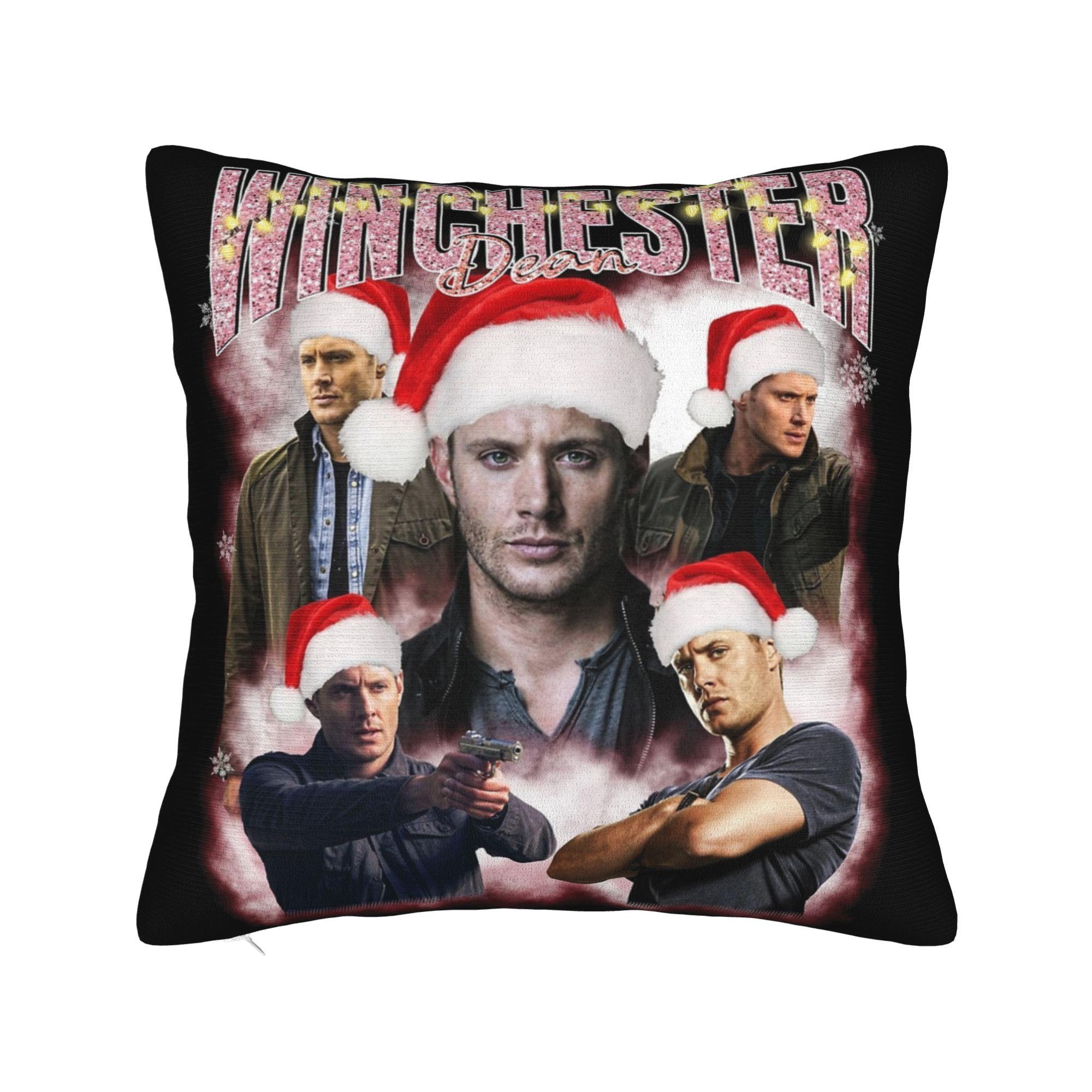 

Vintage Dean Winchester Supernatural Pillowcase Printed Cushion Cover Decoration Throw Pillow Case Cover Home Zipper 45X45cm 30cmx30cm