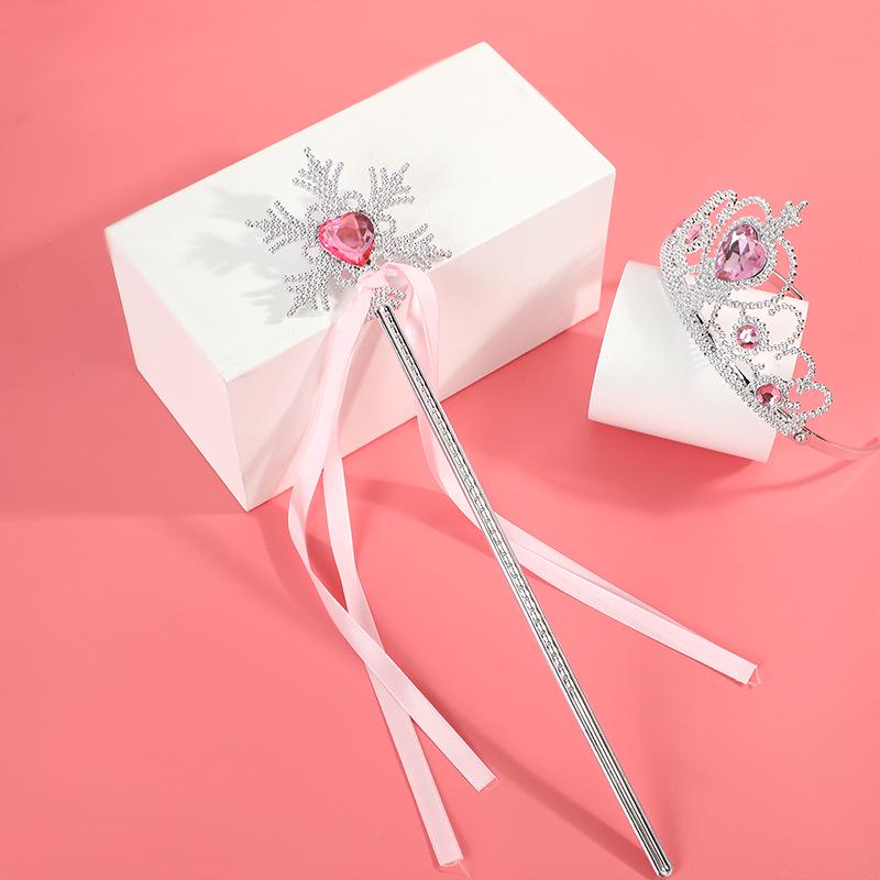 Elsa Princess Snowflake Wand & Crown Toy Set - Ice & Snow Series Hair Accessories Props