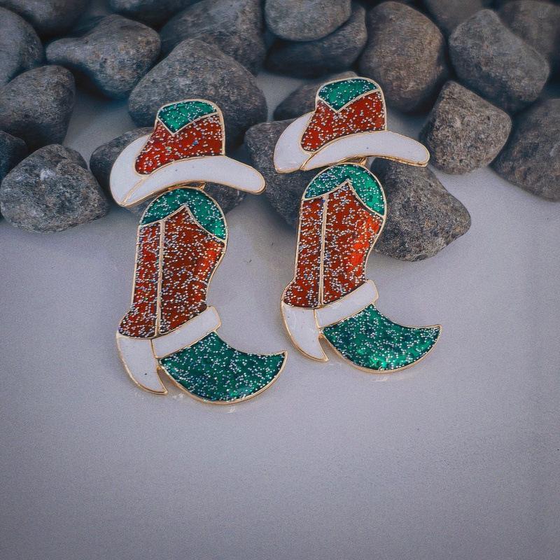 European and American Christmas Drip Oil Earrings: Cute Boots, Holiday Dangle Earrings, Socks Studs - Perfect Ladies' Gift Jewelry